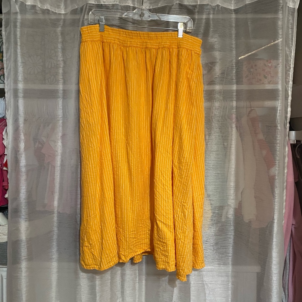 A New Day Yellow and White Striped Women's Skirt